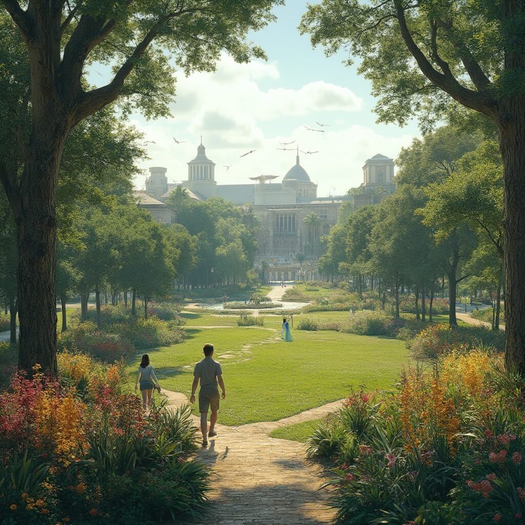 5 College Towns in the U.S. That Are Perfect for Your Next Weekend Escape Scenic view of University of Florida campus in Gainesville with lush butterfly gardens, students strolling on tree-lined paths, and colorful native flora, under a soft sunlight