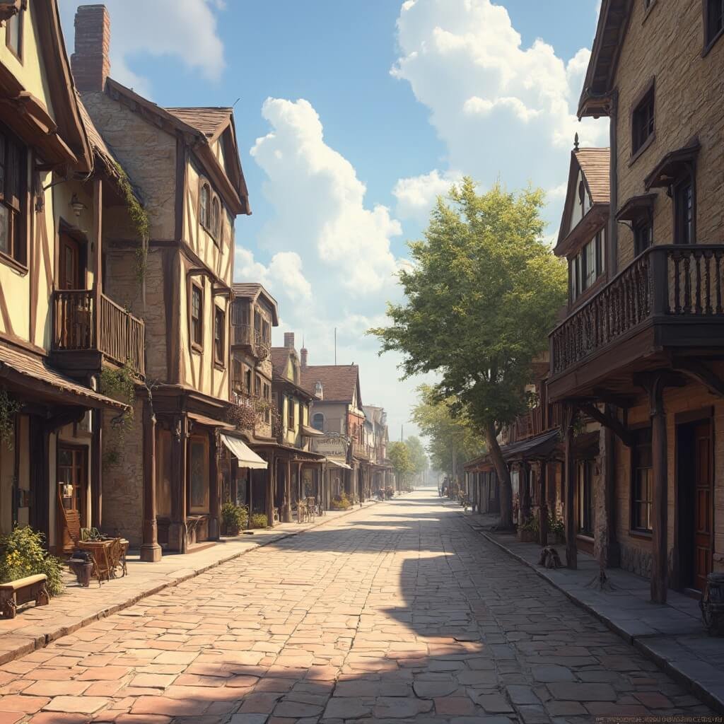 Fredericksburg, Texas: Where German Heritage Meets Wild West Charm 19th-century German-style buildings with limestone foundations on Main Street Frederic, illuminated by warm Texas sunlight, absent of modern elements
