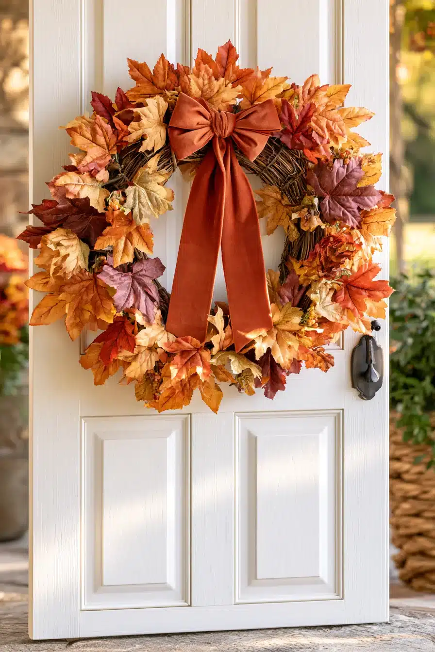 27 Gorgeous Fall Front Door Wreaths for a Warm Autumn Welcome