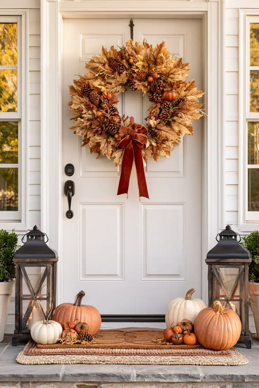 27 Charming Thanksgiving Door Decorations for a Warm Harvest Welcome