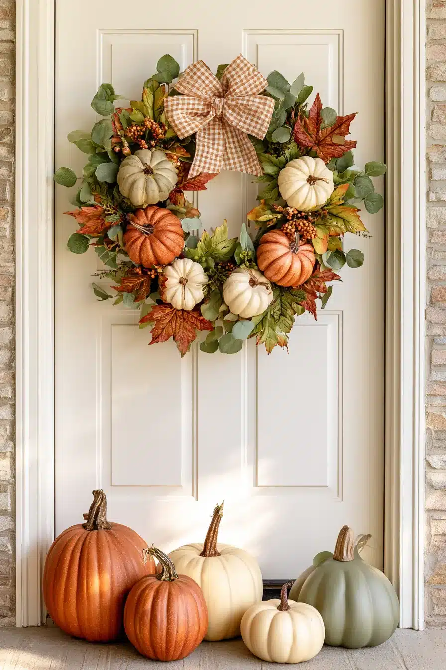 27 Gorgeous Fall Front Door Wreaths for a Warm Autumn Welcome
