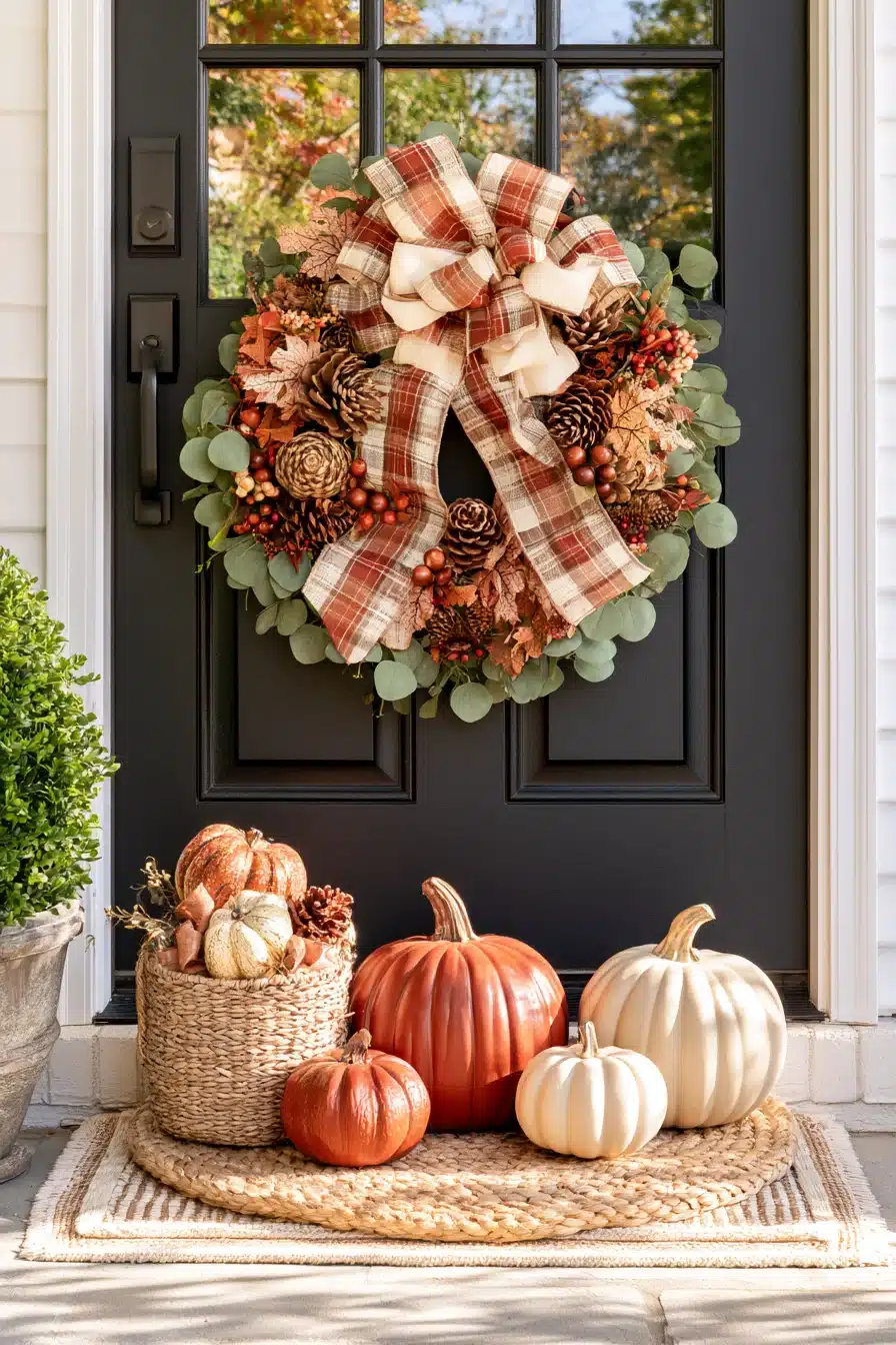 27 Charming Thanksgiving Door Decorations for a Warm Harvest Welcome