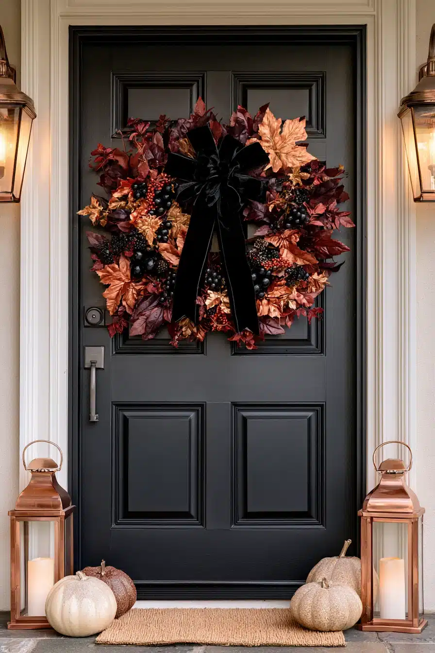 27 Gorgeous Fall Front Door Wreaths for a Warm Autumn Welcome