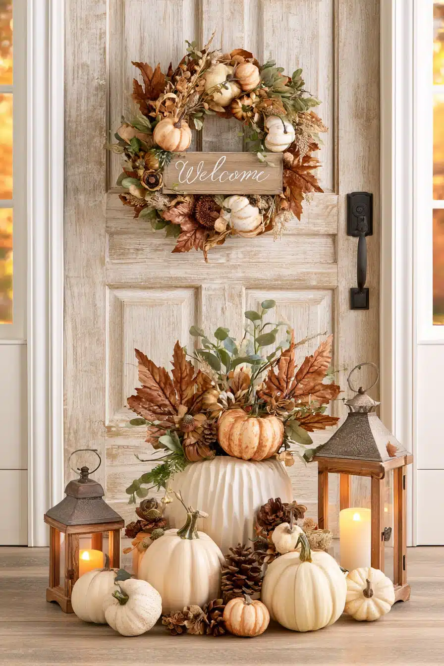 27 Gorgeous Fall Front Door Wreaths for a Warm Autumn Welcome