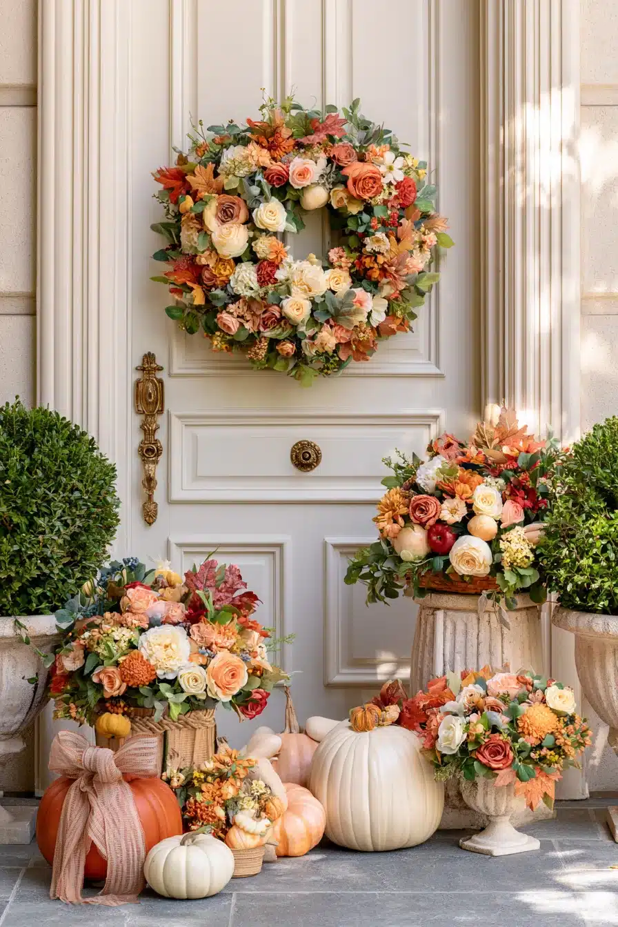 27 Charming Thanksgiving Door Decorations for a Warm Harvest Welcome