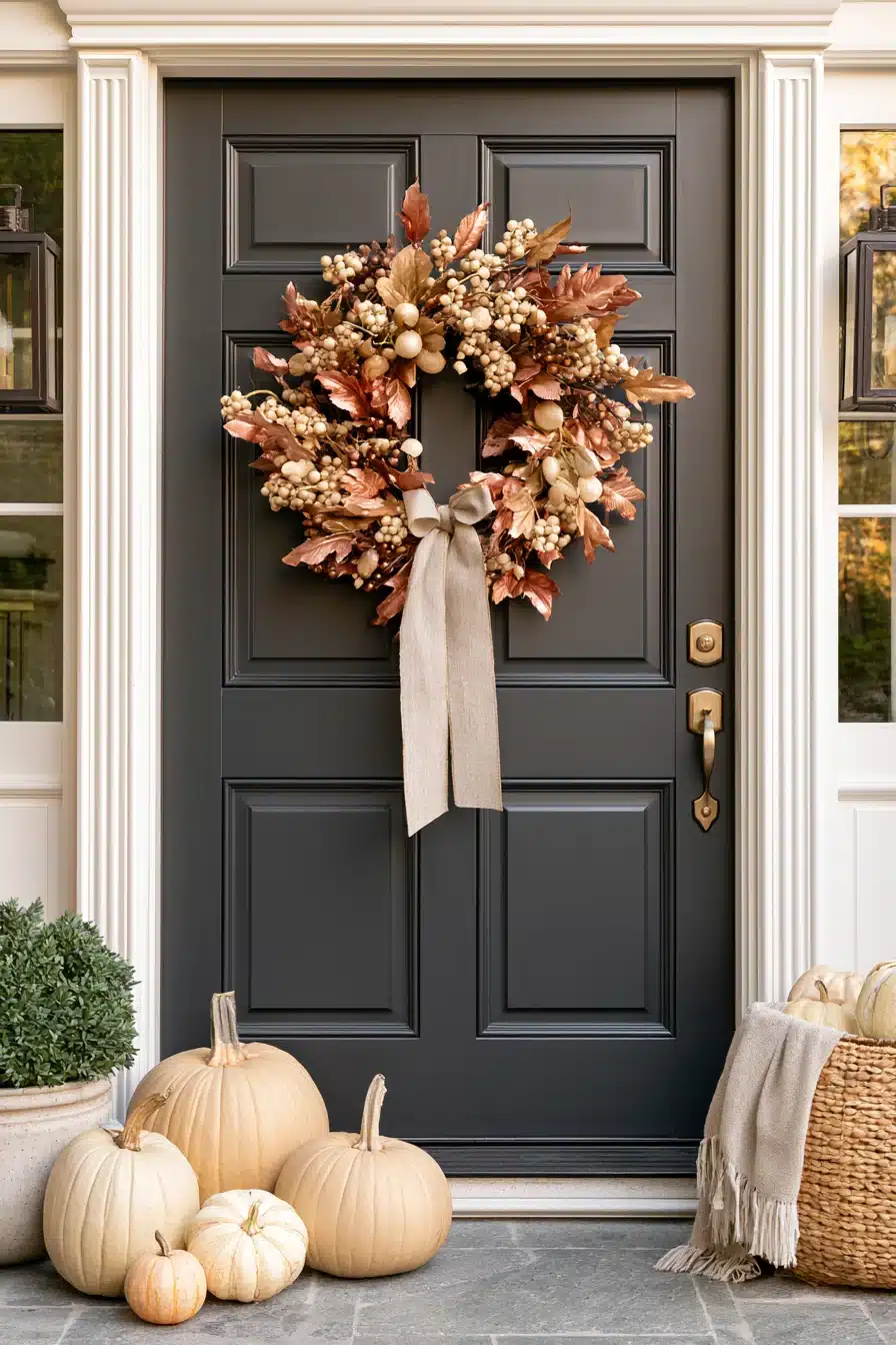 27 Gorgeous Fall Front Door Wreaths for a Warm Autumn Welcome