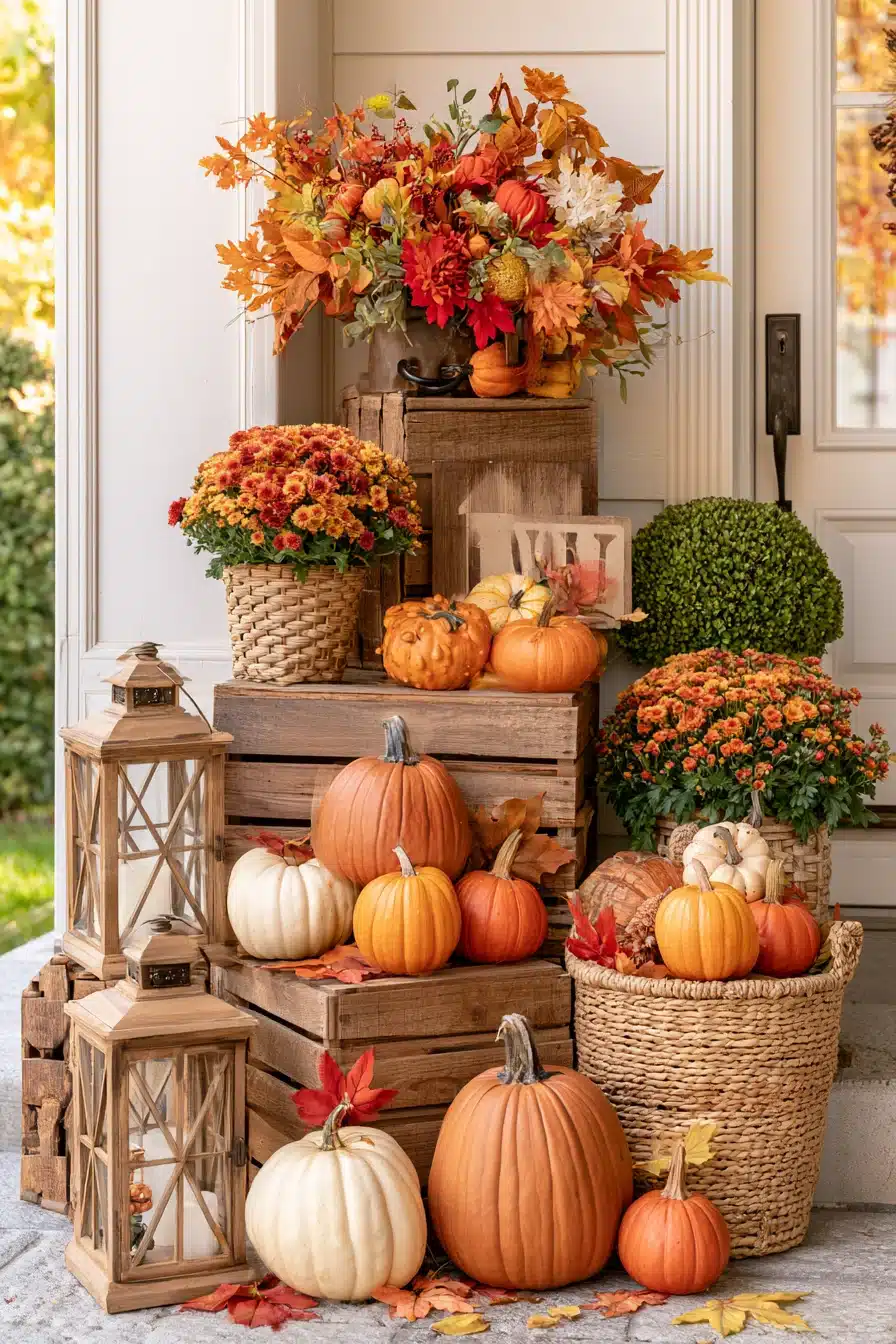 27 Charming Thanksgiving Porch Decorations for a Warm Harvest Welcome