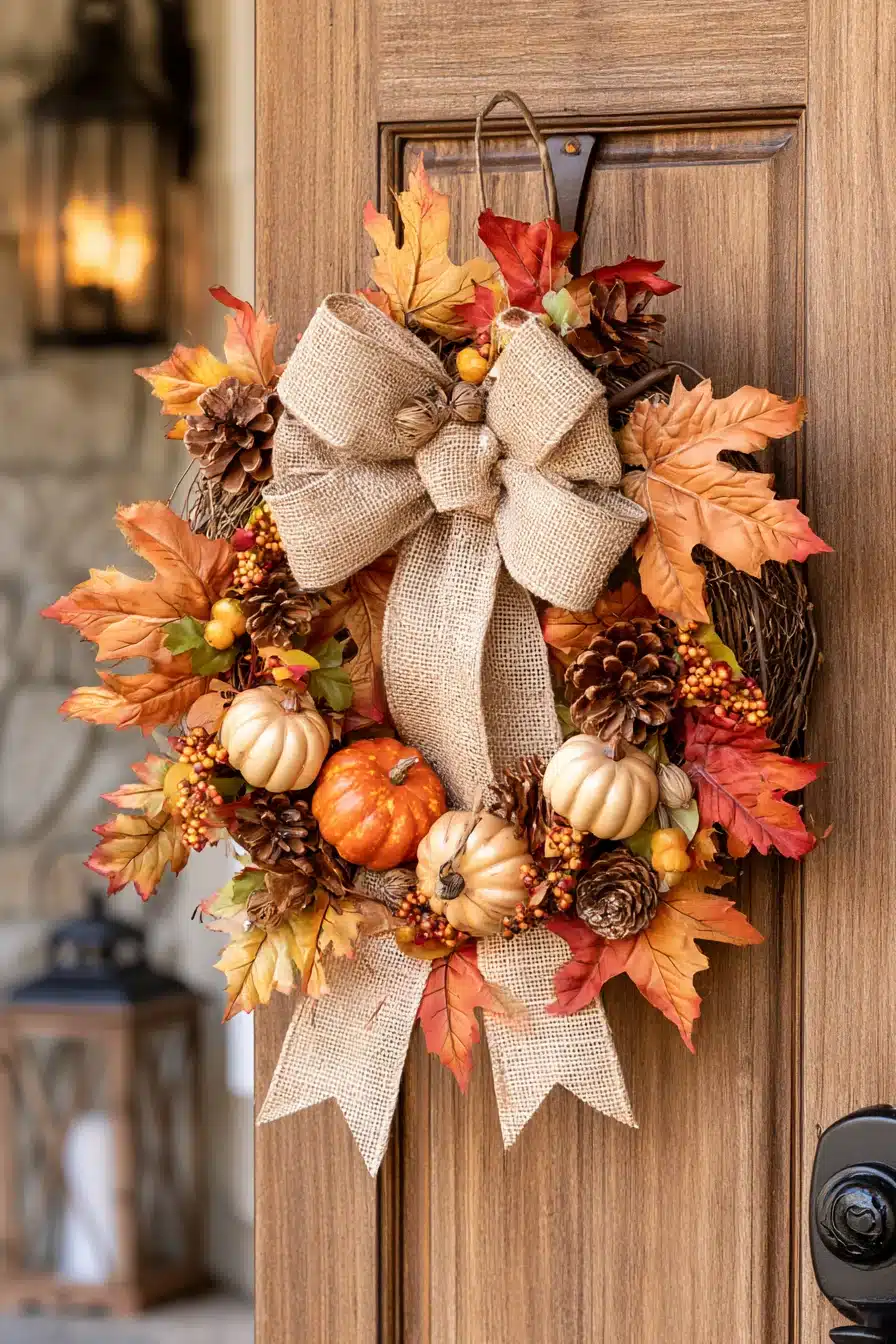 27 Charming Thanksgiving Door Decorations for a Warm Harvest Welcome