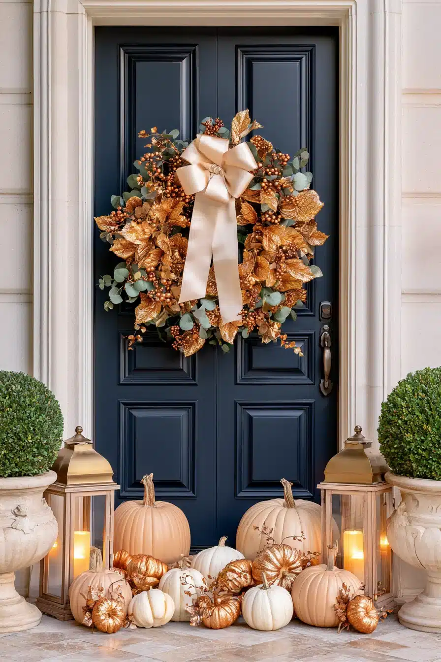 27 Gorgeous Fall Front Door Wreaths for a Warm Autumn Welcome
