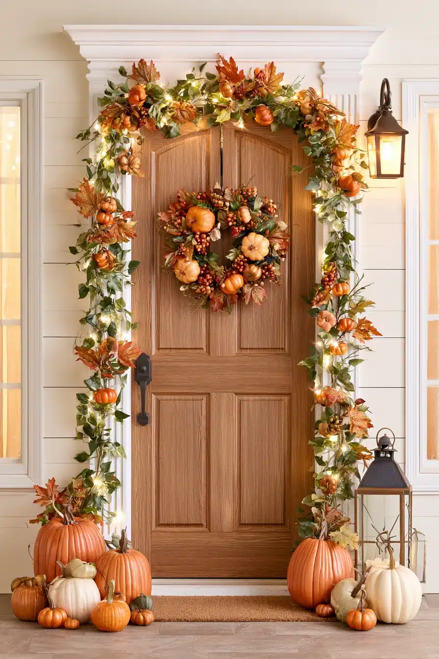 27 Charming Thanksgiving Door Decorations for a Warm Harvest Welcome