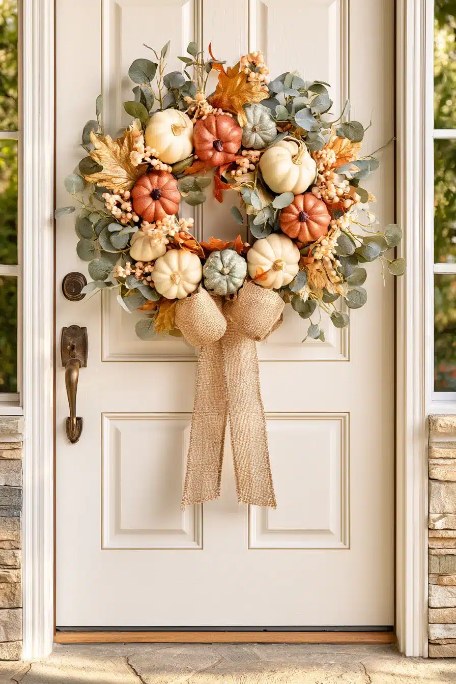 27 Gorgeous Fall Front Door Wreaths for a Warm Autumn Welcome