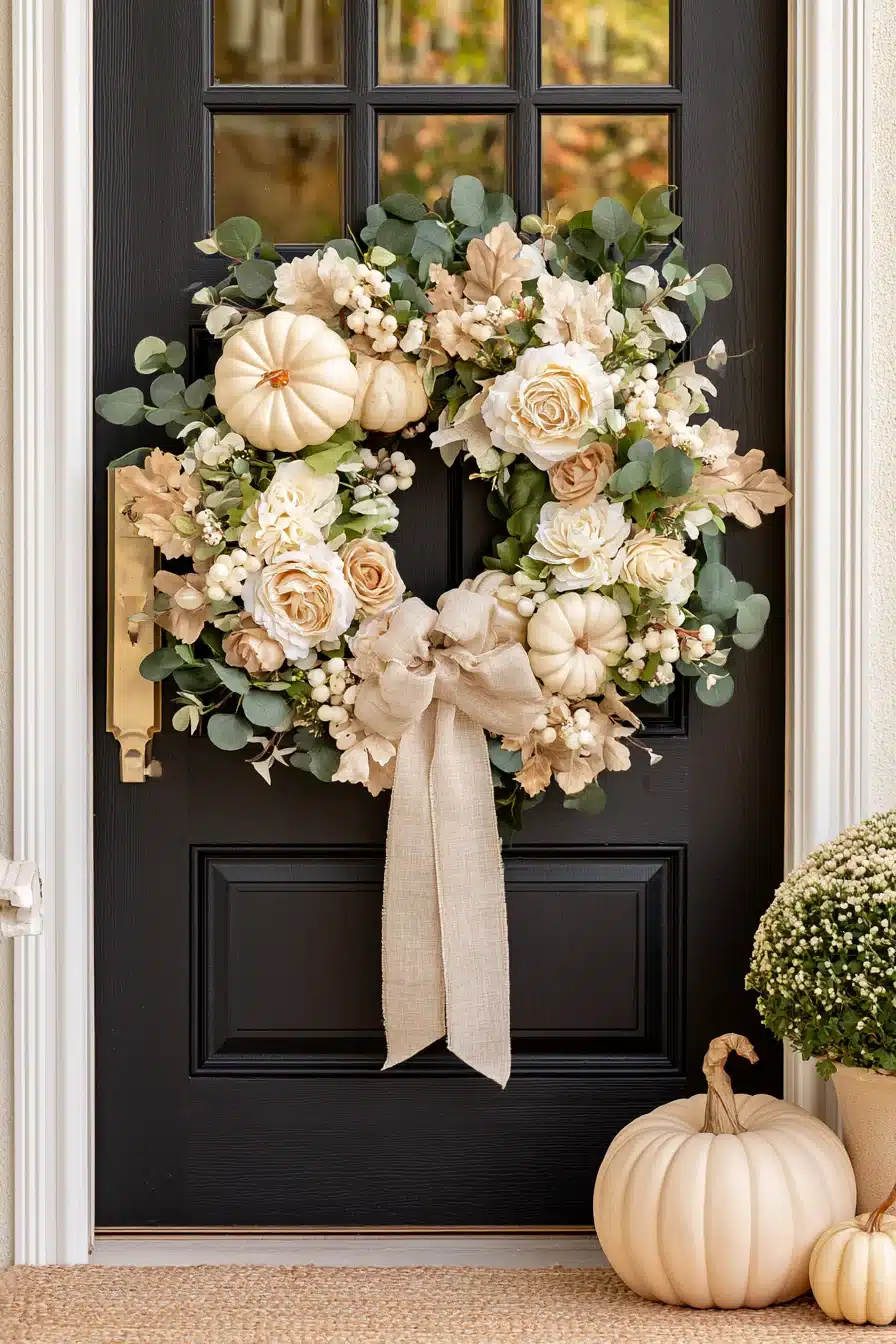 27 Charming Thanksgiving Door Decorations for a Warm Harvest Welcome