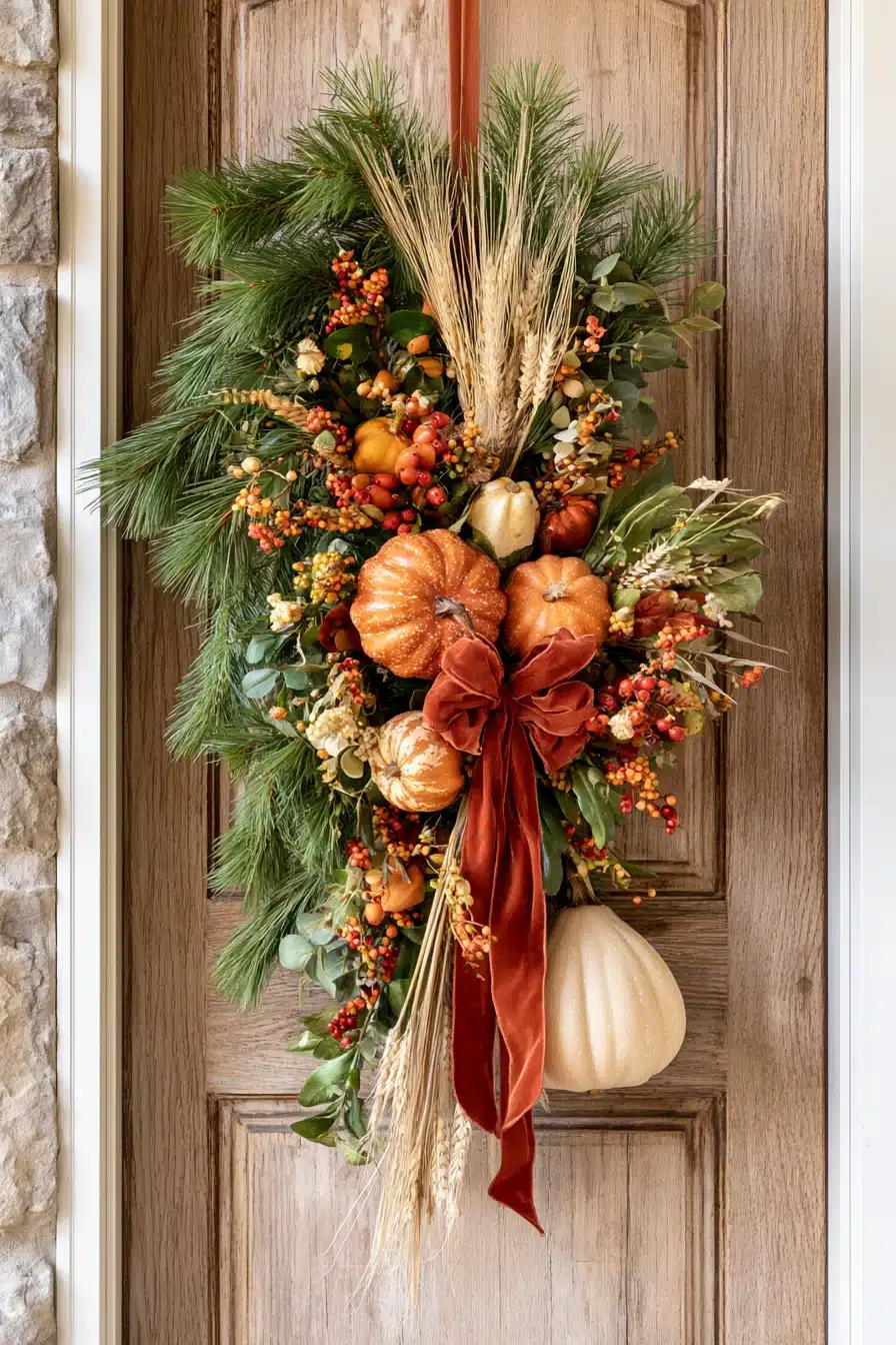 27 Charming Thanksgiving Door Decorations for a Warm Harvest Welcome