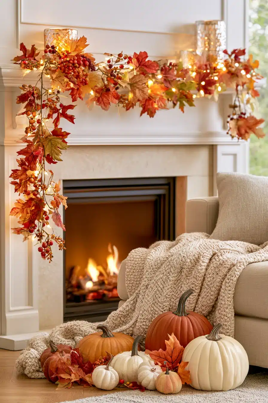 27 Cozy Fall Garland Mantle Ideas for a Warm Seasonal Display