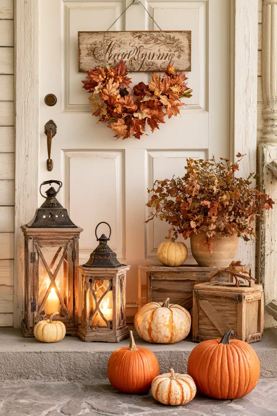 27 Charming Thanksgiving Door Decorations for a Warm Harvest Welcome