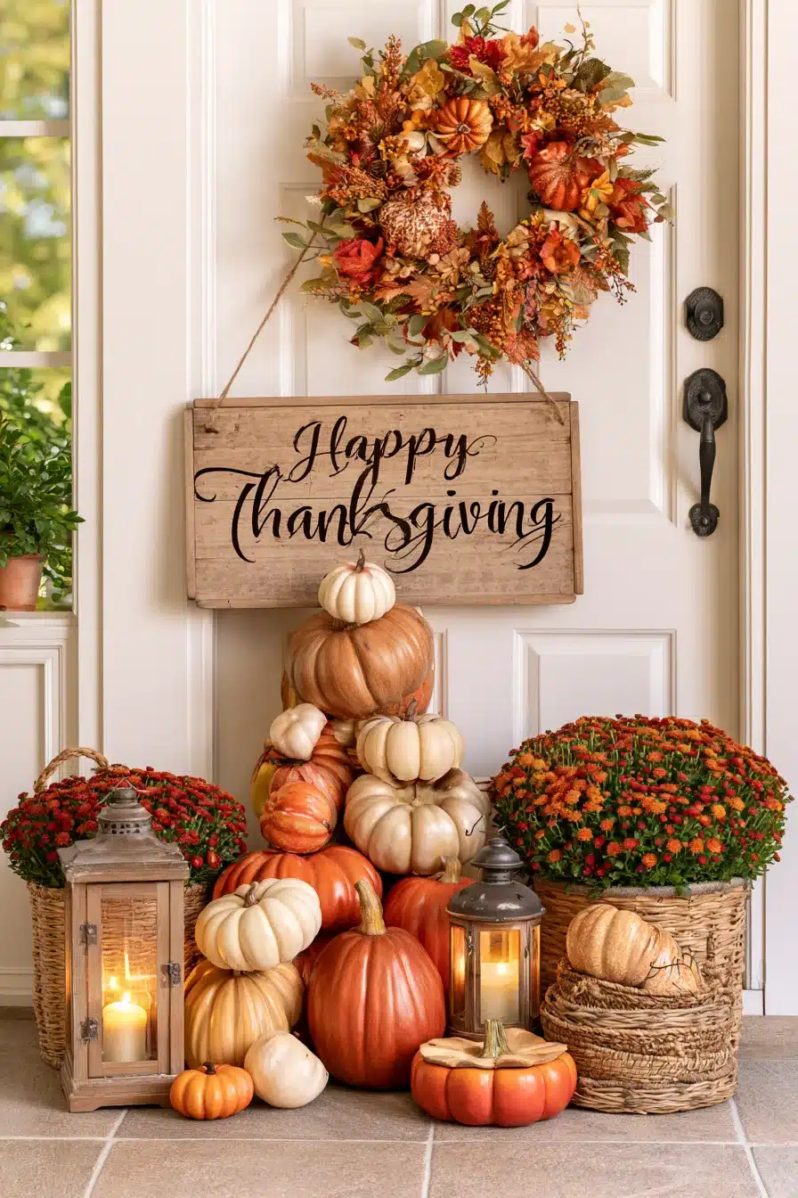 27 Charming Thanksgiving Porch Decorations for a Warm Harvest Welcome