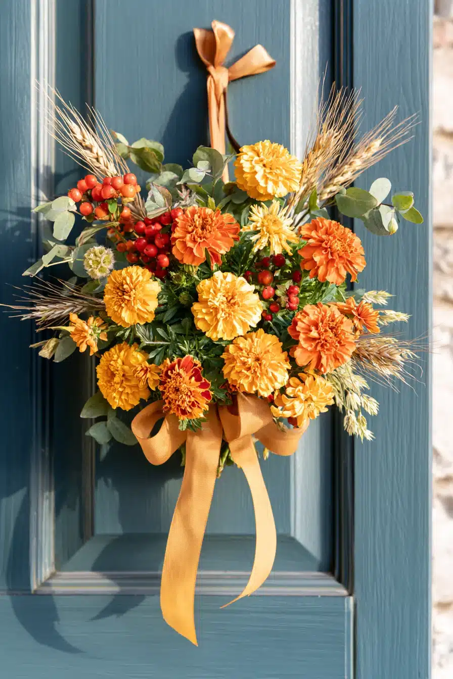 27 Gorgeous Fall Front Door Wreaths for a Warm Autumn Welcome