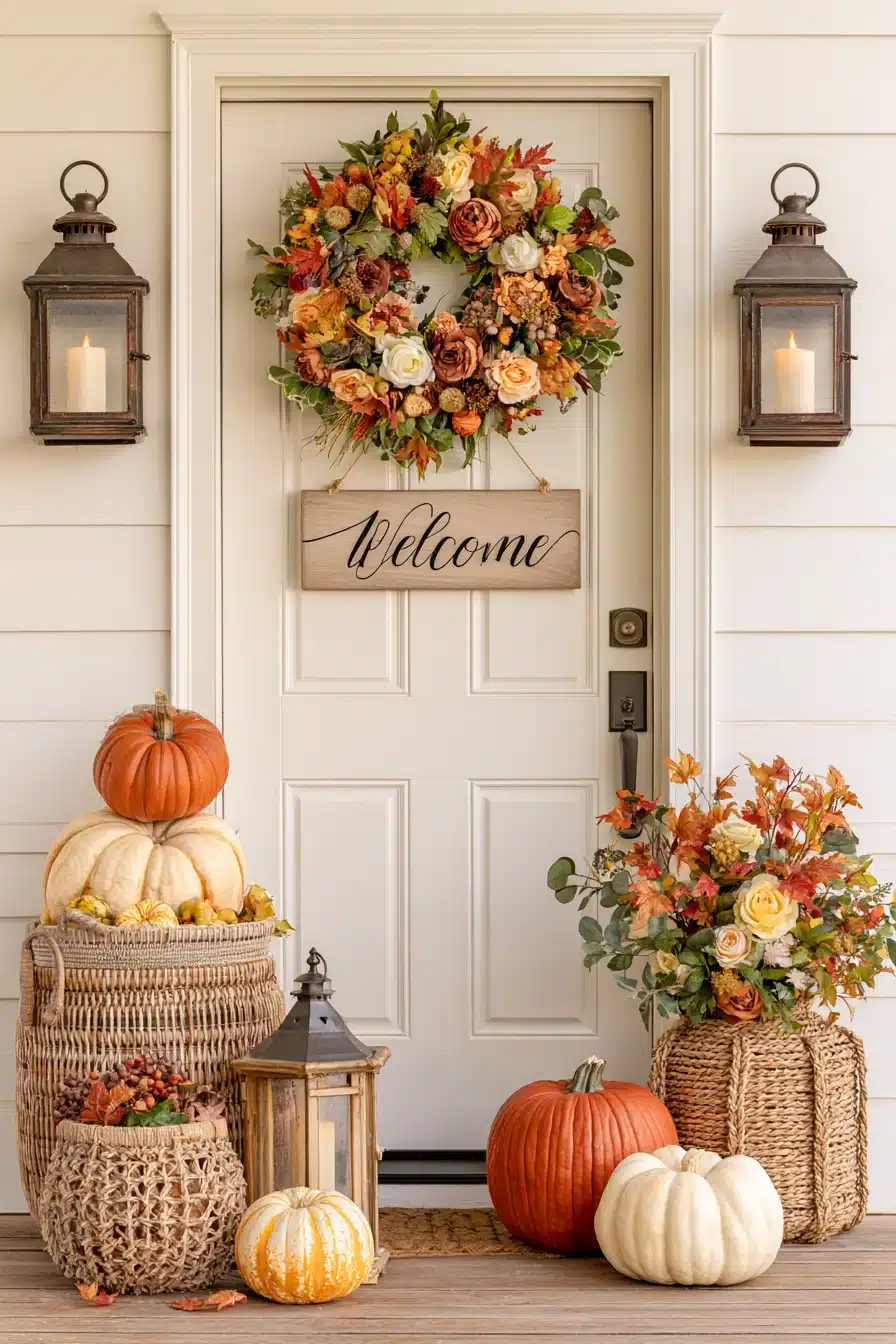 27 Charming Thanksgiving Door Decorations for a Warm Harvest Welcome
