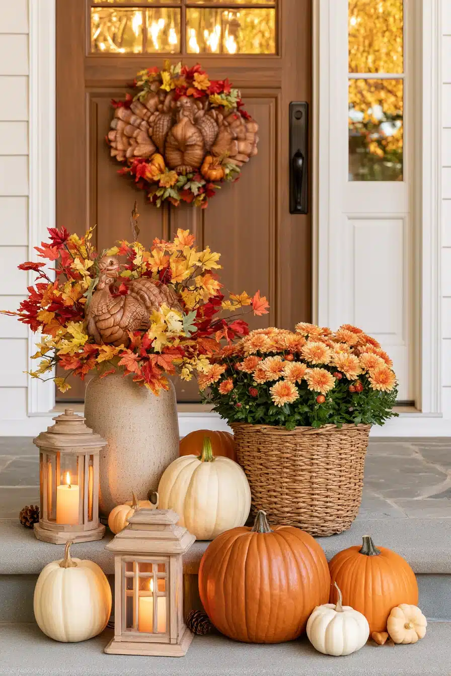 27 Charming Thanksgiving Porch Decorations for a Warm Harvest Welcome