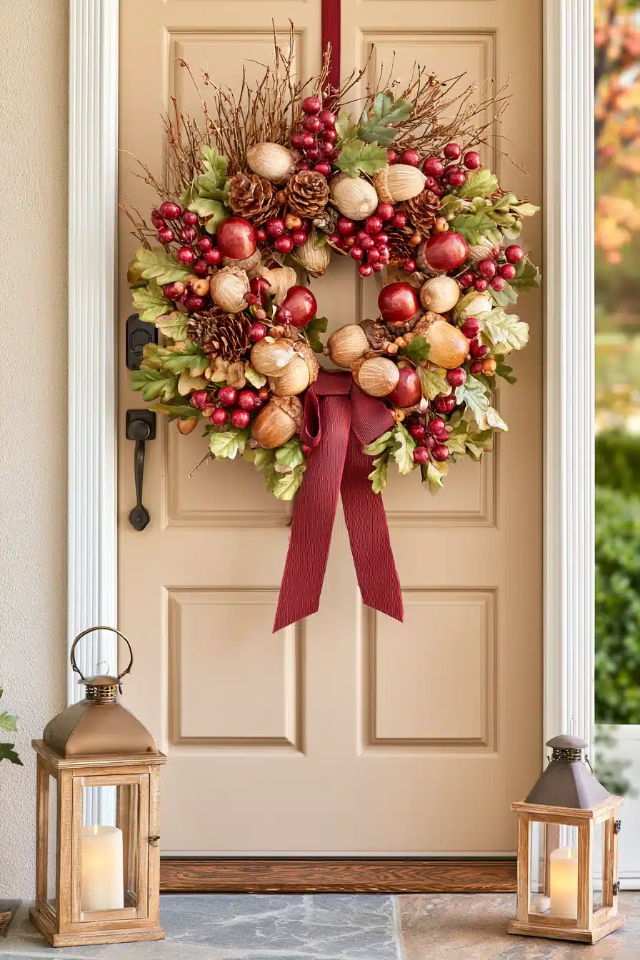 27 Gorgeous Fall Front Door Wreaths for a Warm Autumn Welcome