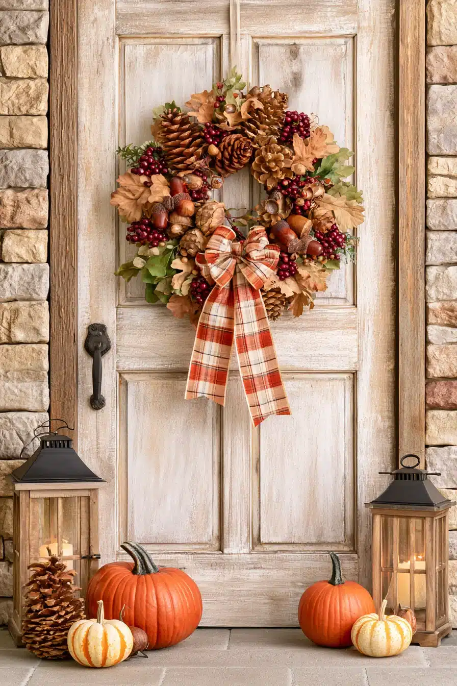 27 Gorgeous Fall Front Door Wreaths for a Warm Autumn Welcome