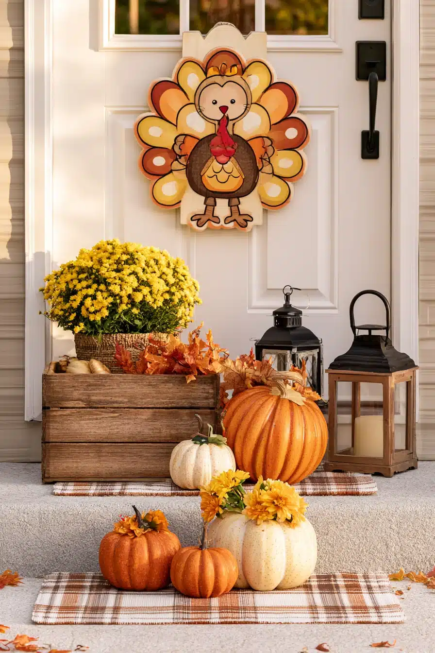 27 Charming Thanksgiving Door Decorations for a Warm Harvest Welcome