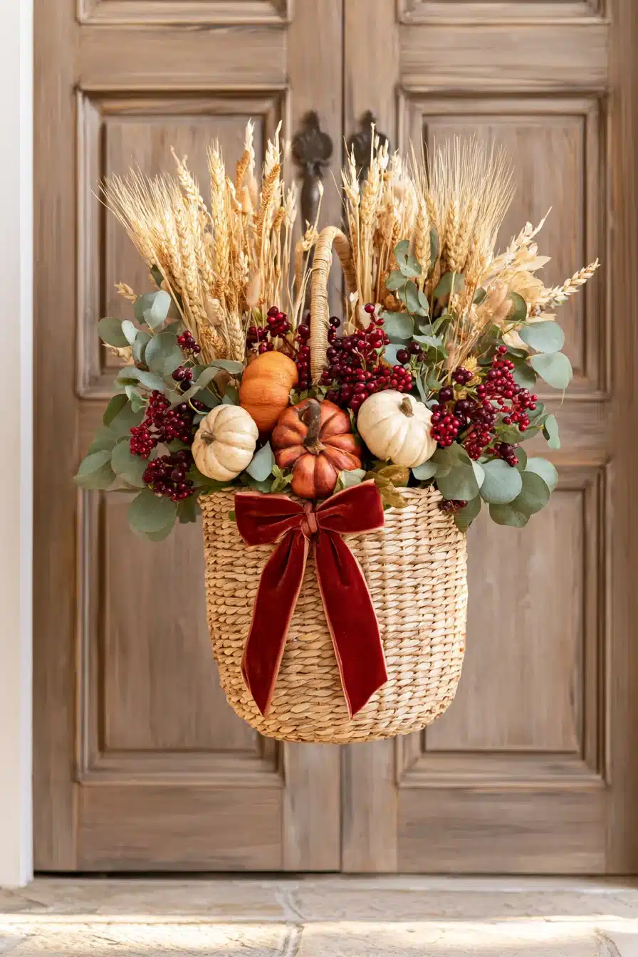 27 Charming Thanksgiving Door Decorations for a Warm Harvest Welcome