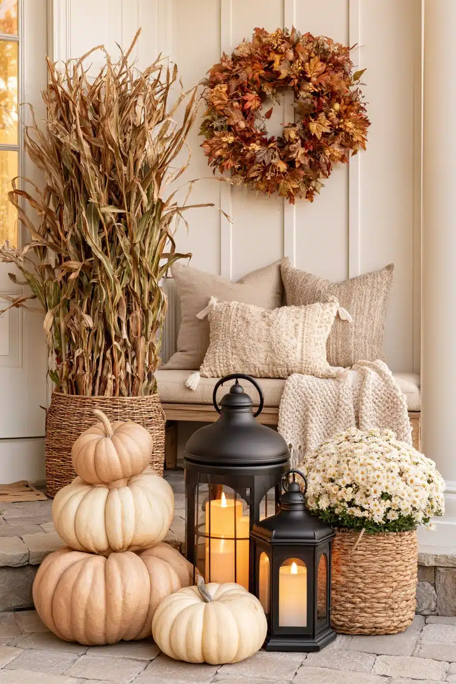 27 Charming Thanksgiving Porch Decorations for a Warm Harvest Welcome