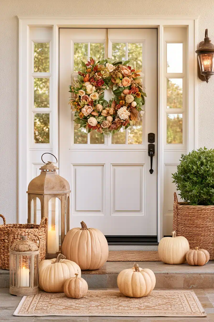 27 Charming Thanksgiving Door Decorations for a Warm Harvest Welcome