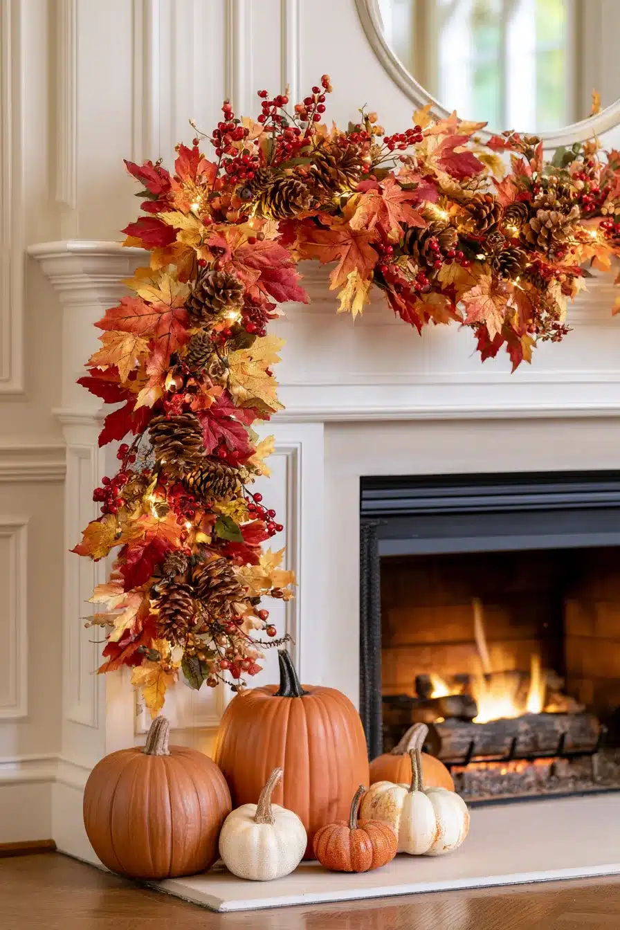 27 Cozy Fall Garland Mantle Ideas for a Warm Seasonal Display
