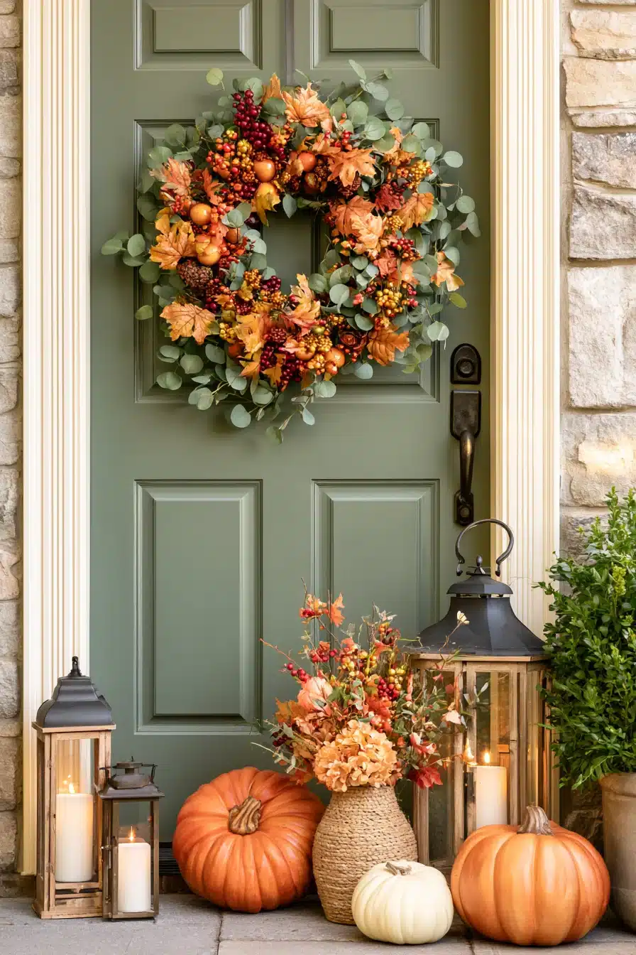 27 Gorgeous Fall Front Door Wreaths for a Warm Autumn Welcome