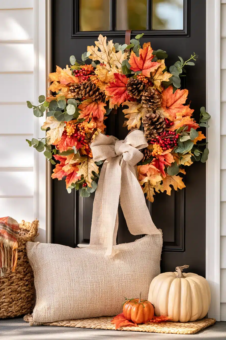 27 Charming Thanksgiving Door Decorations for a Warm Harvest Welcome