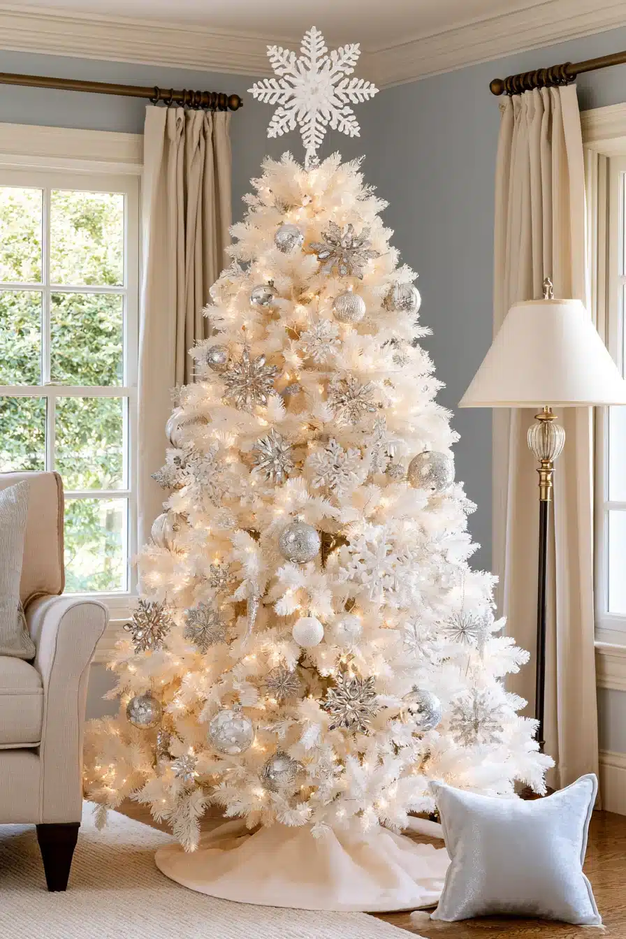 27 Magical White Christmas Tree Ideas For A Dreamy Holiday Home