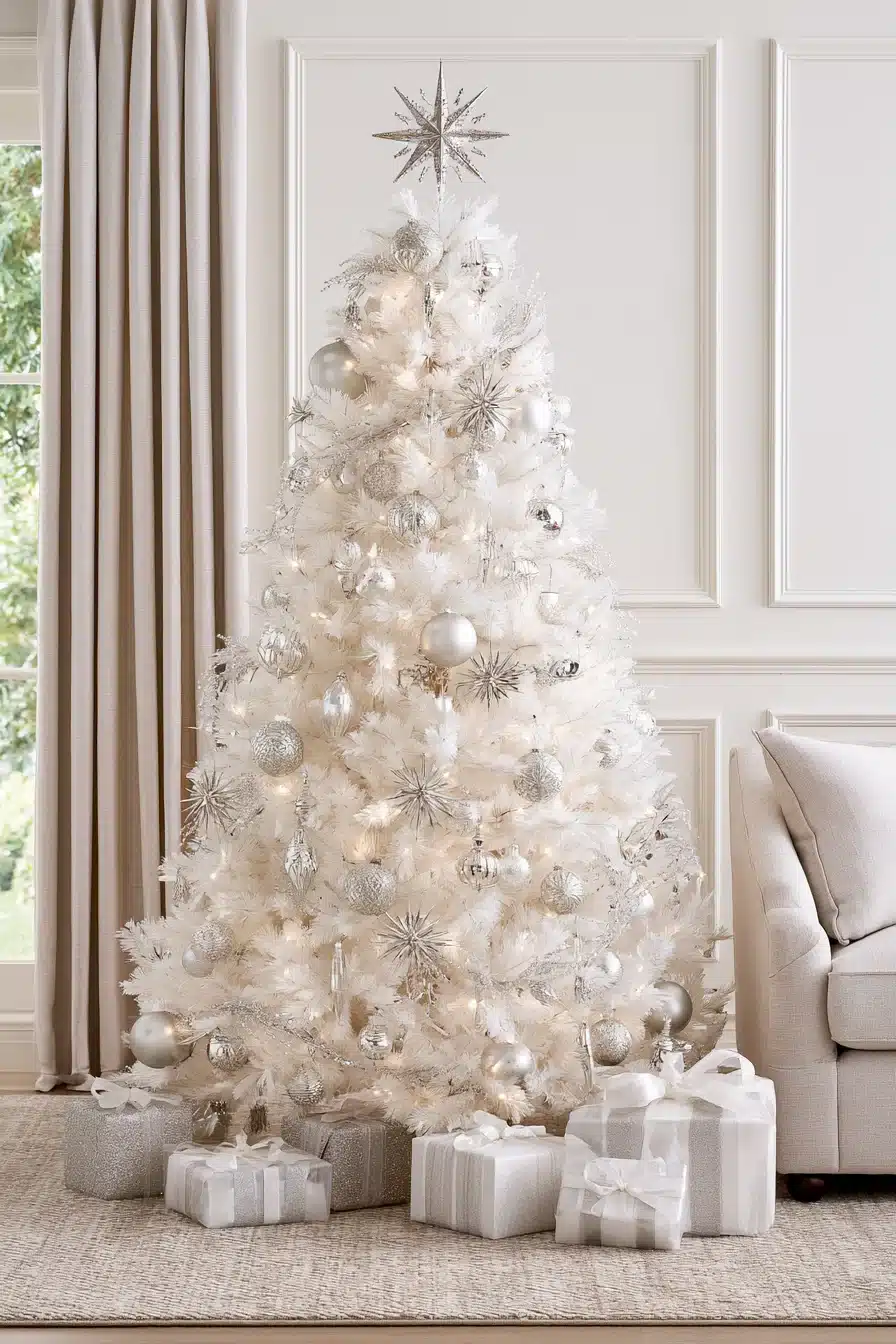 27 Magical White Christmas Tree Ideas For A Dreamy Holiday Home