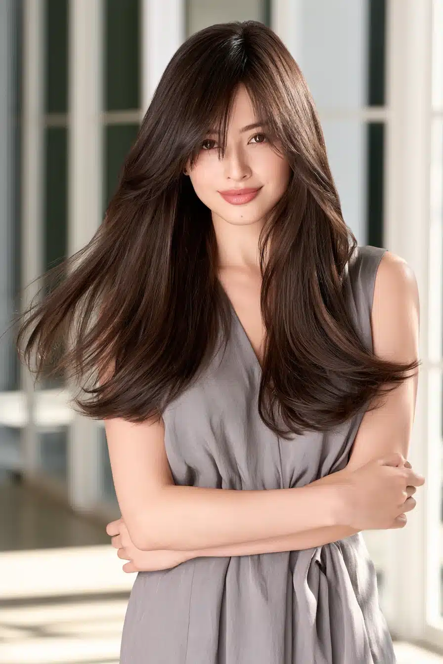 27 Flattering Layered Hair With Bangs Styles To Try This Year