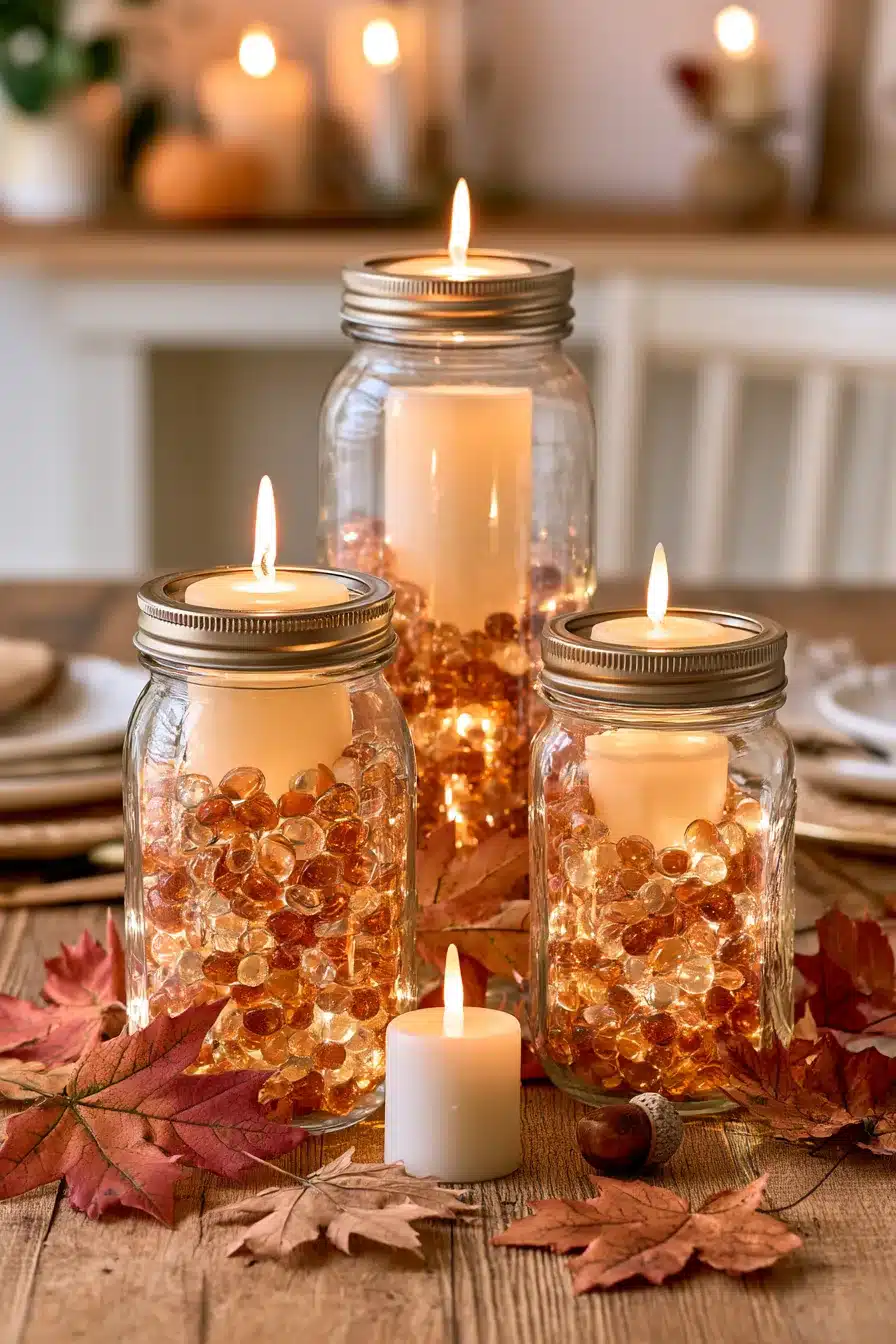 27 Charming Fall Mason Jar Centerpieces That Make Your Home Feel Cozy