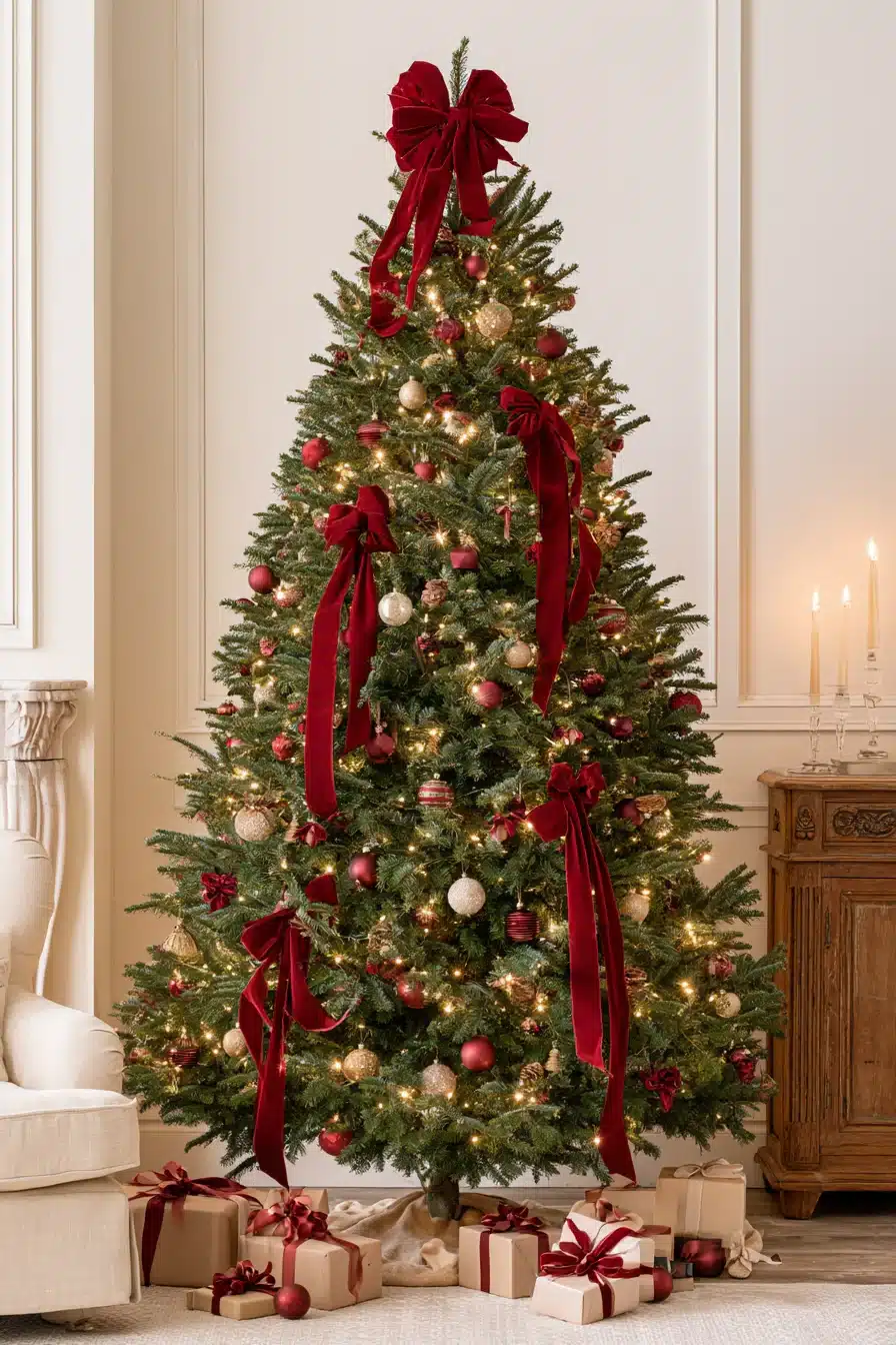 27 Elegant Burgundy Christmas Tree Ideas for a Rich and Cozy Holiday Look