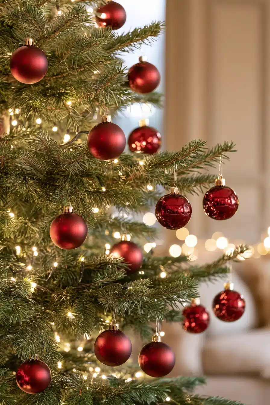 27 Elegant Burgundy Christmas Tree Ideas for a Rich and Cozy Holiday Look