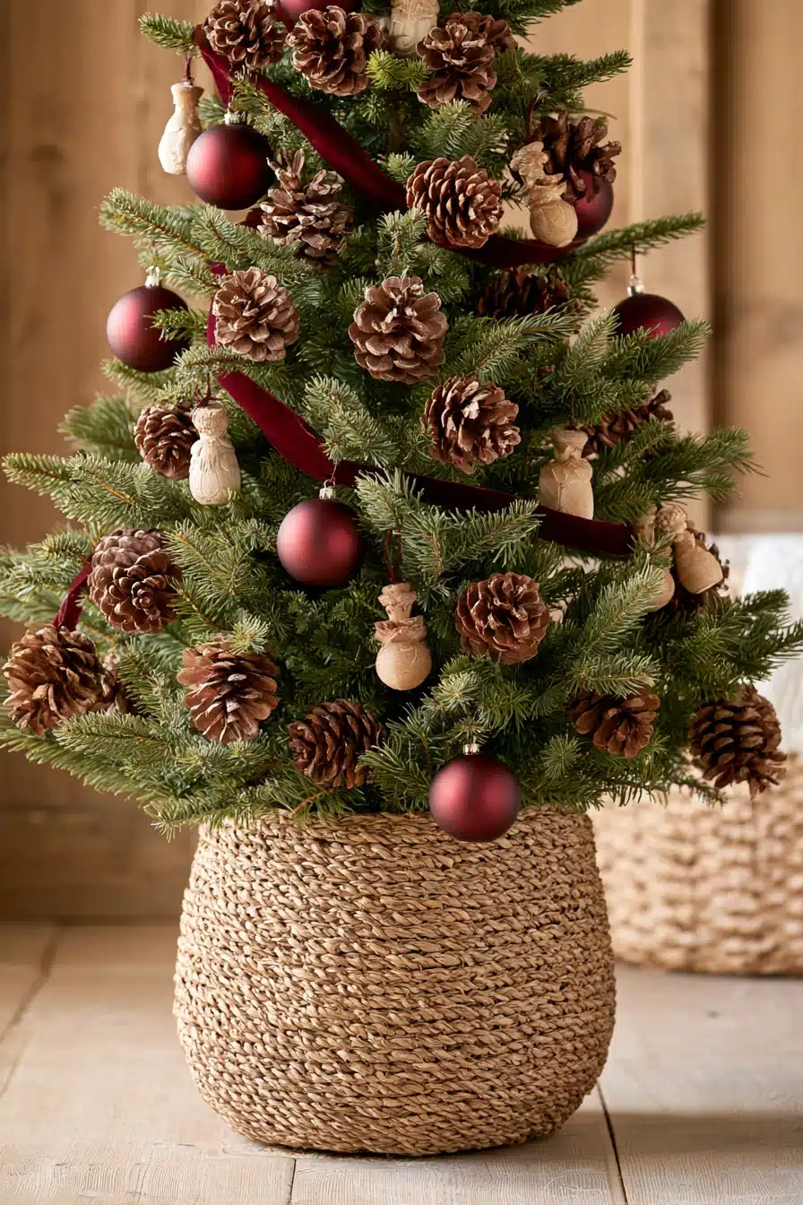 27 Elegant Burgundy Christmas Tree Ideas for a Rich and Cozy Holiday Look