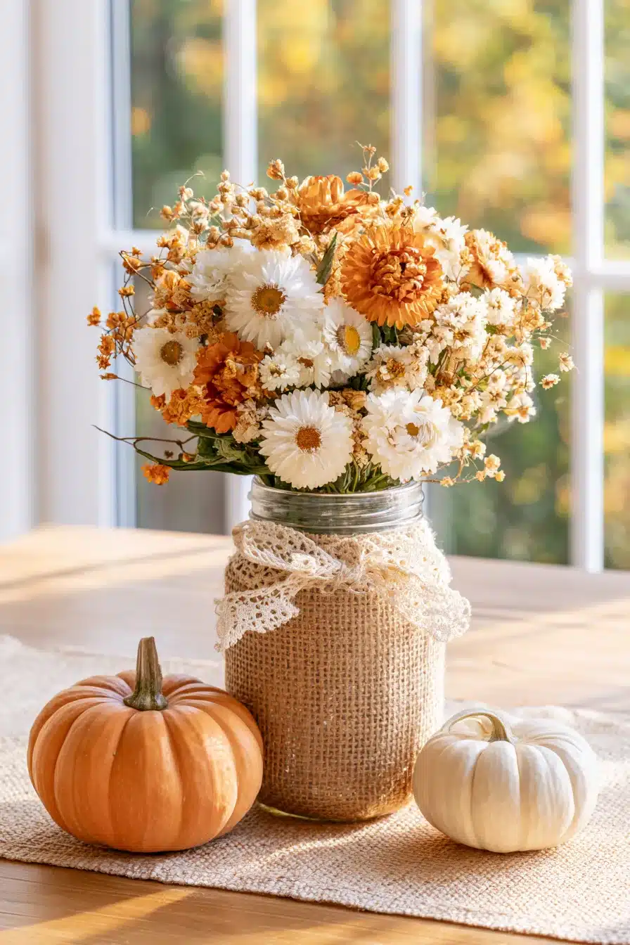 27 Charming Fall Mason Jar Centerpieces That Make Your Home Feel Cozy