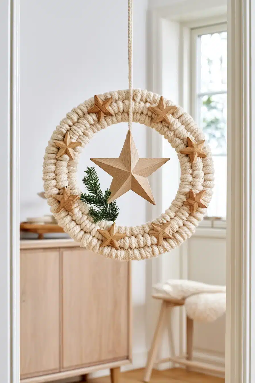 27 Cozy Christmas Yarn Wreaths to Make Your Front Door Feel Festive