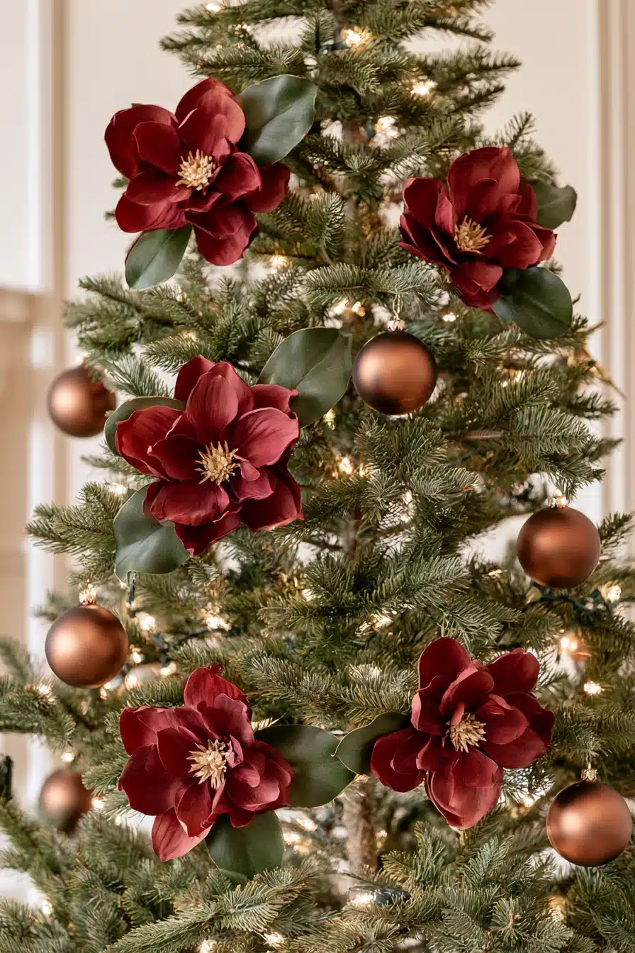 27 Elegant Burgundy Christmas Tree Ideas for a Rich and Cozy Holiday Look