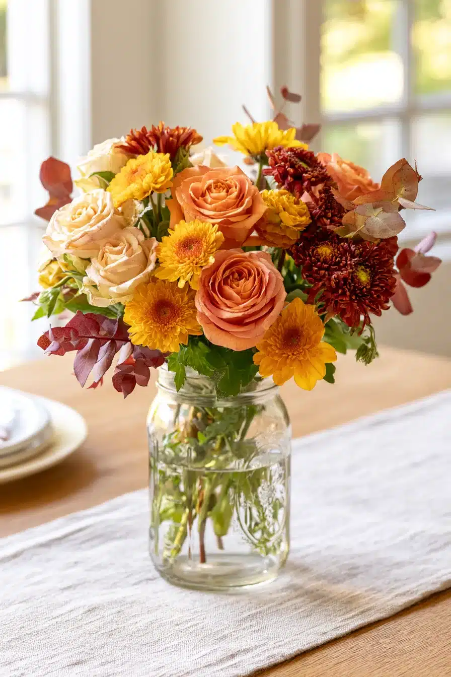 27 Charming Fall Mason Jar Centerpieces That Make Your Home Feel Cozy