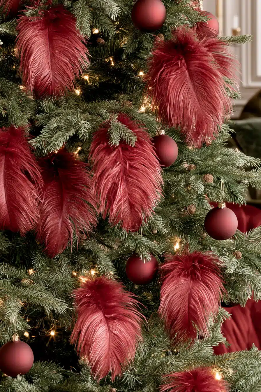 27 Elegant Burgundy Christmas Tree Ideas for a Rich and Cozy Holiday Look