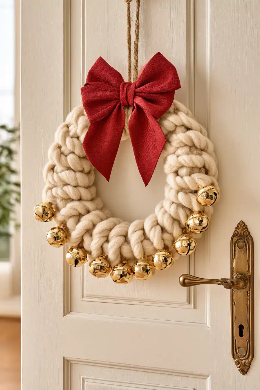 27 Cozy Christmas Yarn Wreaths to Make Your Front Door Feel Festive