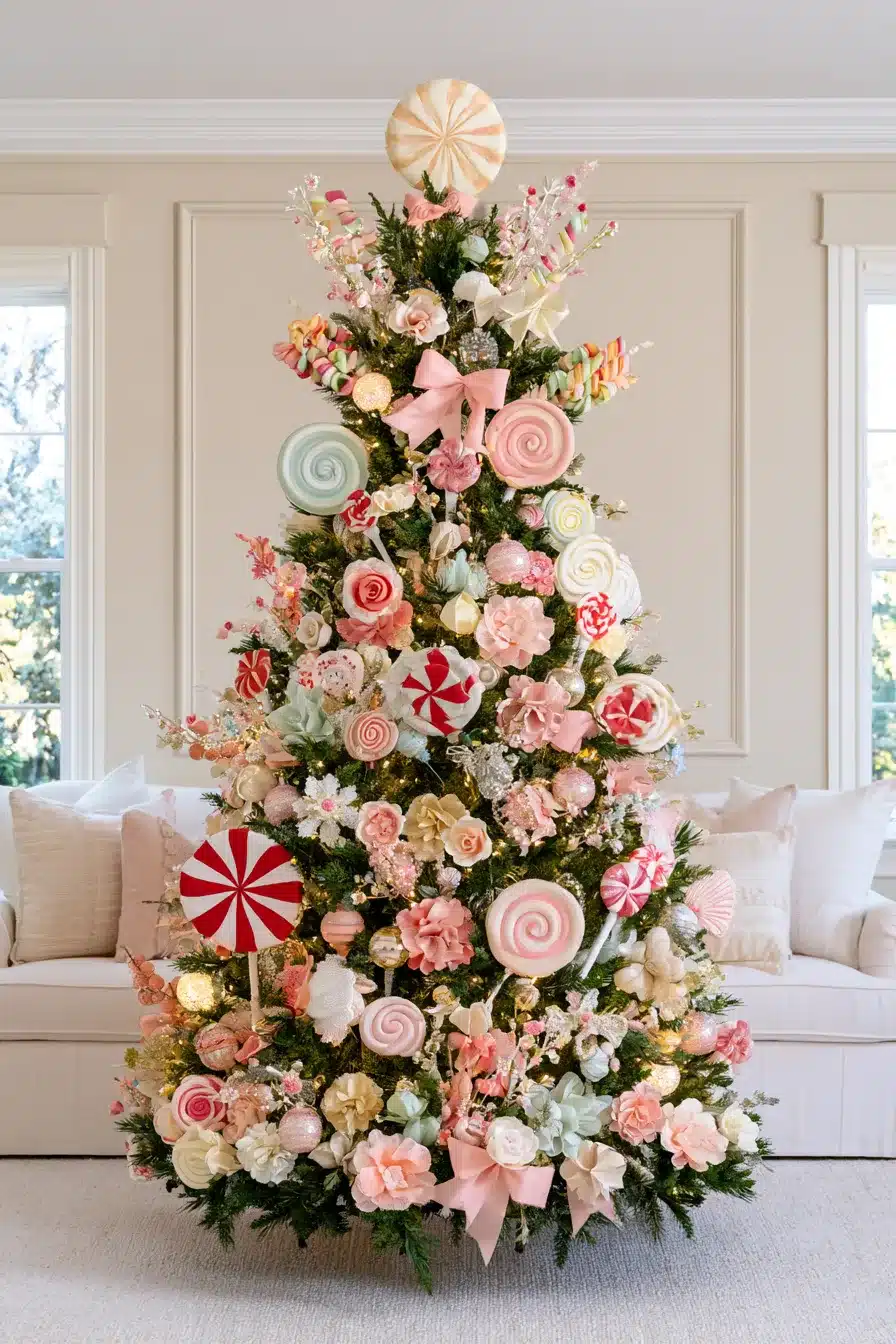27 Whimsical Candyland Christmas Tree Ideas for a Sweet and Magical Holiday