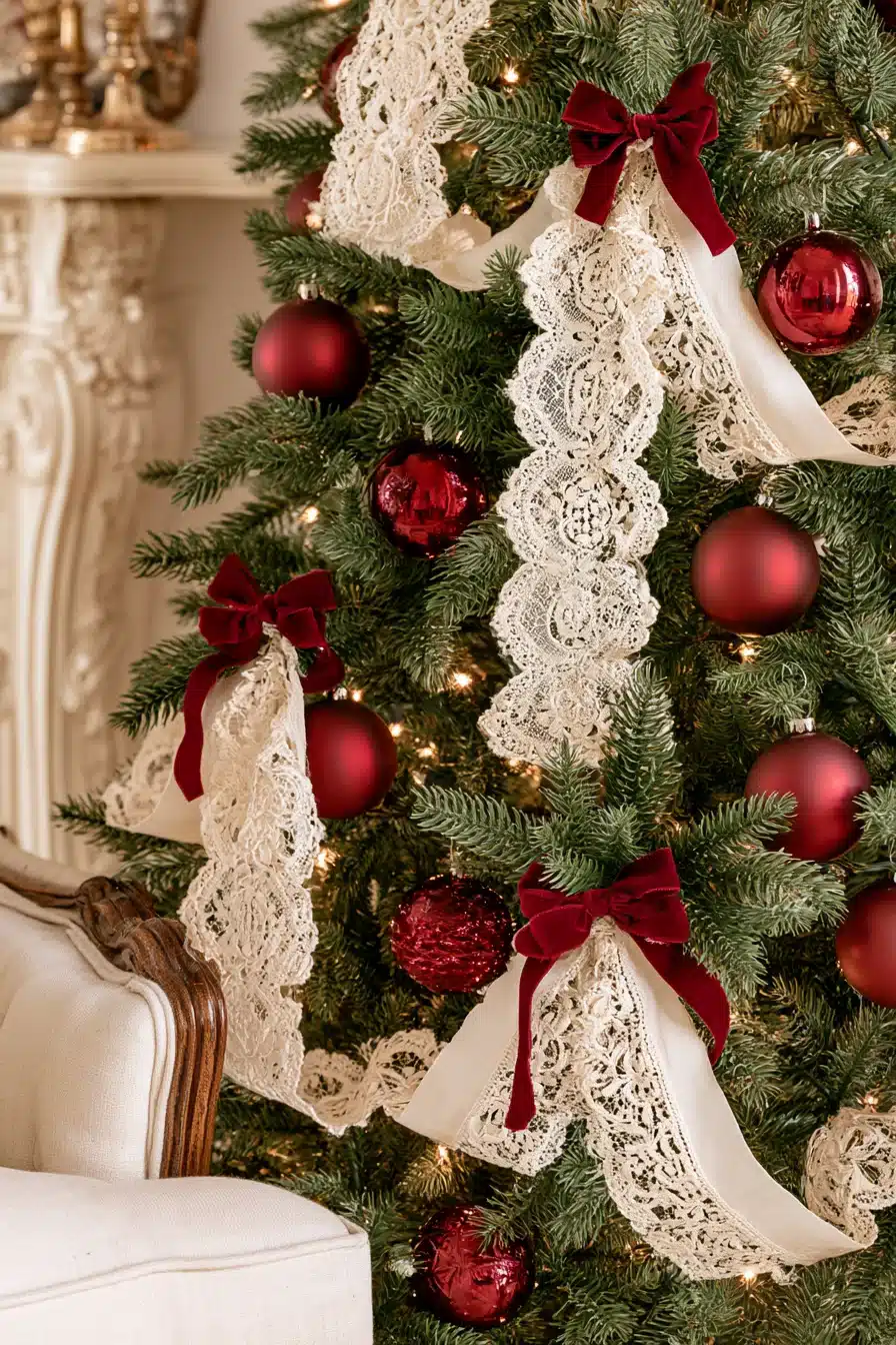 27 Elegant Burgundy Christmas Tree Ideas for a Rich and Cozy Holiday Look