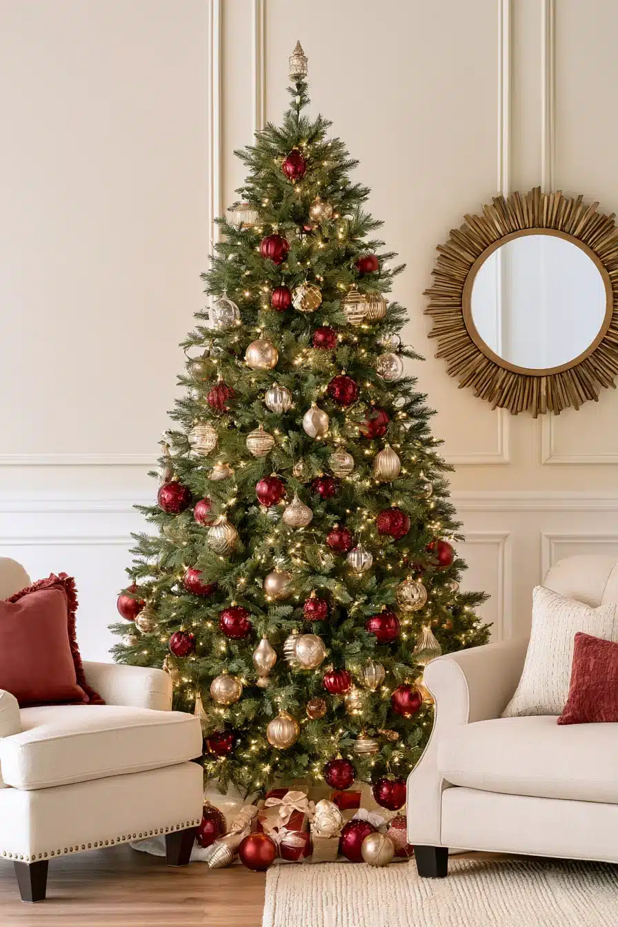 27 Elegant Burgundy Christmas Tree Ideas for a Rich and Cozy Holiday Look