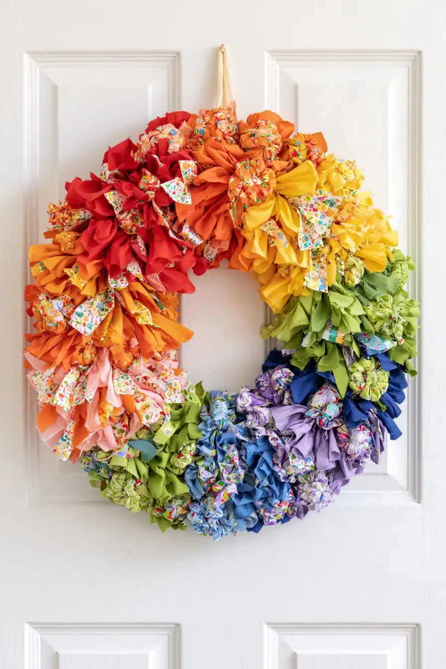 27 Charming Rag Wreaths to Add Cozy Color to Your Front Door