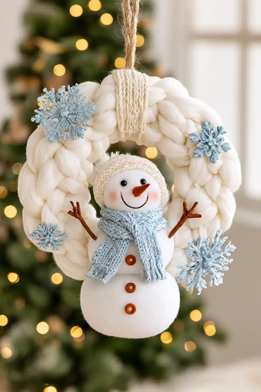 27 Cozy Christmas Yarn Wreaths to Make Your Front Door Feel Festive